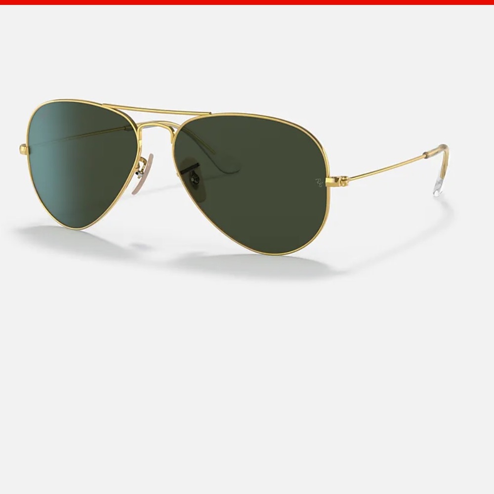 NEW RAYBAN AVIATOR LARGE METAL‎ SUNGLASSES Green Classic G-15  +  Frame:  Gold - Picture 2 of 11